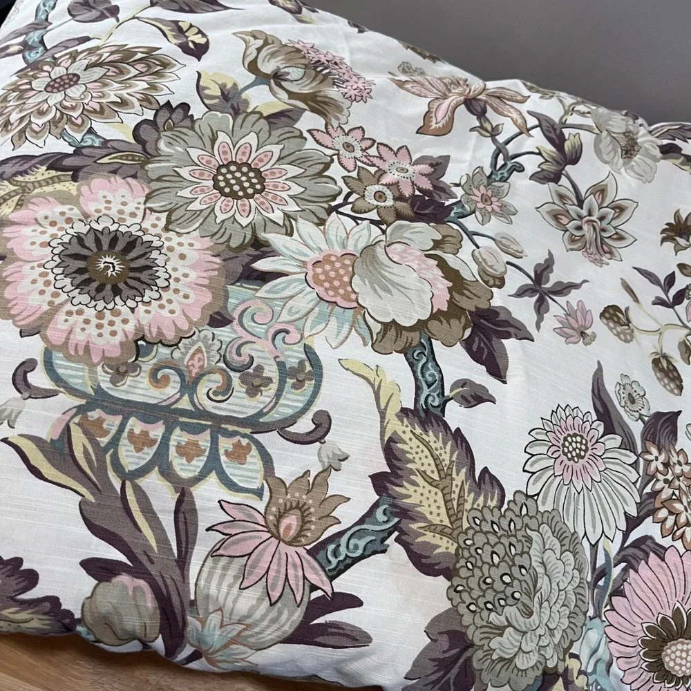 Vtg Waverly Queen‎ Comforter Set Reversible Floral Damask Pink Sage Cottagecore